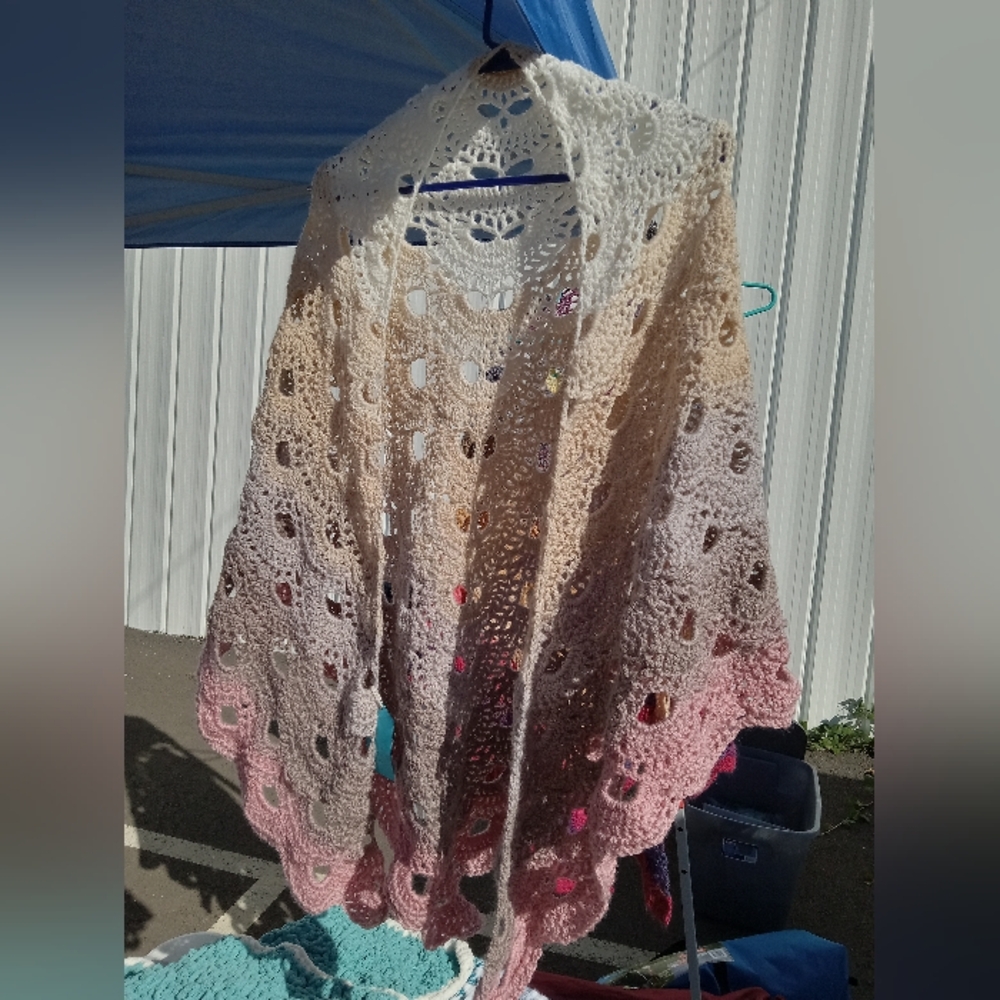 Handcrafted Lightweight crocheted triangle shawl wrap